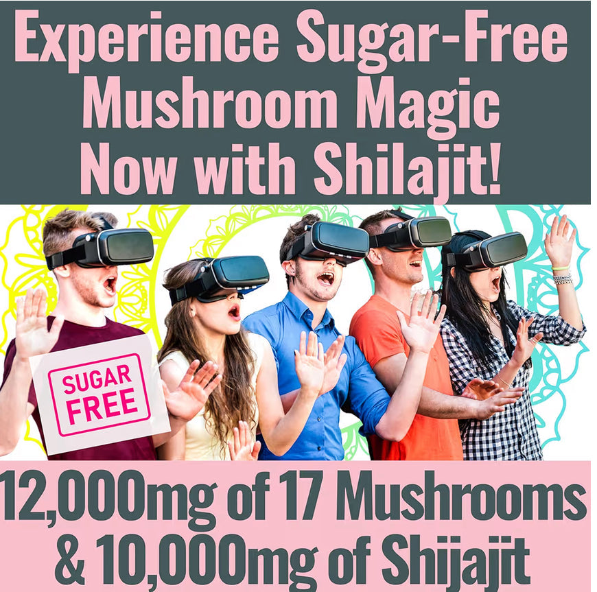 Shilajit + 17 Mushroom Complex Gummies 🍄 | 22,000mg All-in-One Energy & Immunity Booster 💪 | Sugar-Free Peach Mango Flavor 🍑